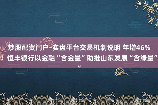 炒股配资门户-实盘平台交易机制说明 年增46%！恒丰银行以金融“含金量”助推山东发展“含绿量”