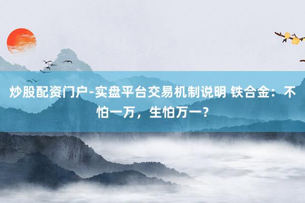 炒股配资门户-实盘平台交易机制说明 铁合金:不怕一万,生怕万一?