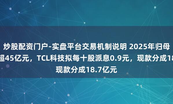 炒股配资门户-实盘平台交易机制说明 2025年归母净利润超45亿元，TCL科技拟每十股派息0.9元，现款分成18.7亿元